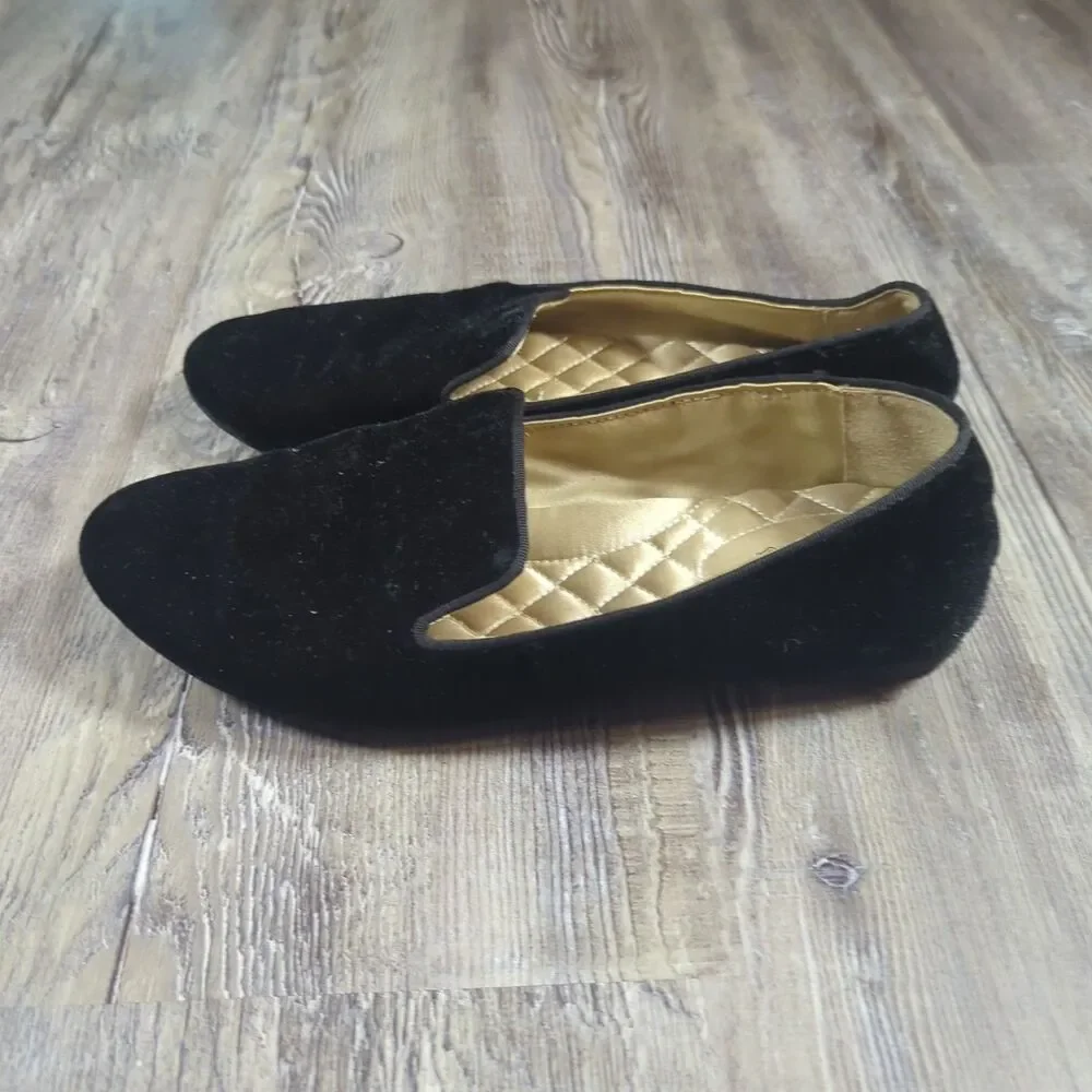 Birdies The Starling Black Velvet Flats Slippers Loafers Slip On Women’s Size 7